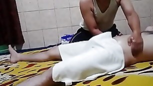 Straight man gets hard during Thai massage