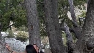 Latina cheating in the woods and not giving a fuck!