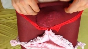 Pink Sissy fucks herself with small penis and cums