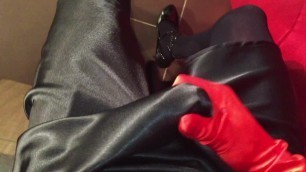 CD Cums in Shiny Satin Skirt POV