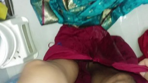 Pissing on wife sari blouse and peticot then cum.