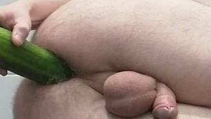 Anal play with cucumber and zucchini with cum at the end