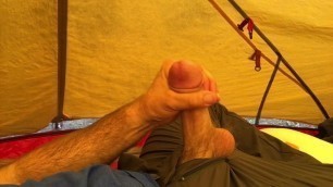 Playing in the tent while it rains.