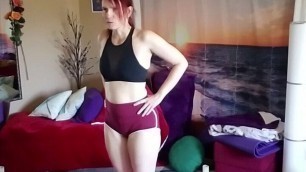 Aurora Willows stretching in booty shorts