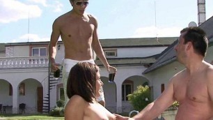 Guy caught old dad fucking his girlfriend outdoors