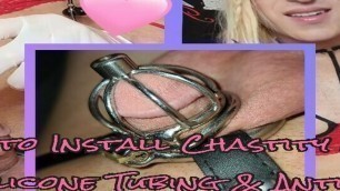 How to Instal Chastity Cage w Urethral Tube & Anti off Ring