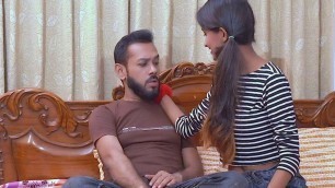 Indian Schoolgirl Seduces Her Tutor to fuck her with a creampie (Hindi Audio)
