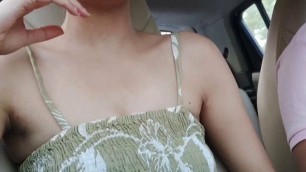 While driving she wants to play a dirty game, risky public outdoor sucking and fucking Gf