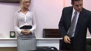 A blond secretary on a work break with a big cock