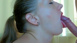 Hot babe wants take cum in mouth and eagerly sucks cock and balls! Real amateur homemade blowjob