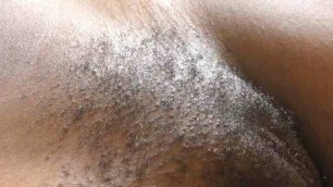 Beautiful black hairy pussy covered with thick cum