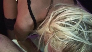 Blonde girl with big boobs fucking in the strip club