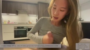 CUTE ASIAN CAM GIRL STOPS FOR a MINUTE TO RUB MY DICK